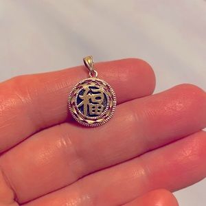 18k Gold Black Onyx (Good luck) Pendant